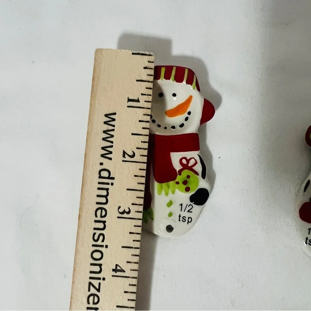 Pier 1 Snowman Measuring Spoons Set of 3 Christmas Decor Kitchen Whimsical Touch